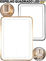 Espelho Decorativo Quadrado C/ LED USB 70cm Iluminação Moderna Banheiro Quarto P/ Maquiagem Espelho Decorativo Quadrado C/ LED USB 70cm Iluminação Moderna Banheiro Quarto P/ Maquiagem