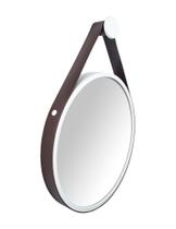 Espelho Decorativo Redondo 50Cm Alumínio Branco Com Marrom - Tangerina Mca