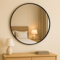 Espelho Decorativo Redondo 60cm de Parede Sem Alça para Sala Hall Banheiro