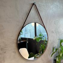 Espelho Decorativo Redondo Adnet 50cm com Alça e Suporte para Quarto Sala Banheiro