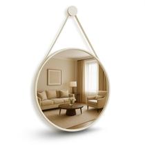 Espelho Decorativo Redondo Adnet 60cm em Couro Com Costura E Alça Removível Para Hall Quarto Lavabo Escritorio Banheiro Espelho Decorativo Redondo Adnet 60cm em Couro Com Costura E Alça Removível Para Hall Quarto Lavabo Escritorio Banheiro