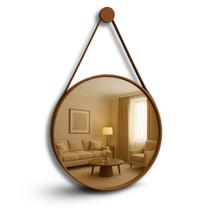 Espelho Decorativo Redondo Adnet 60cm em Couro Com Costura E Suporte Para Hall Quarto Lavabo Escritorio Banheiro Espelho Decorativo Redondo Adnet 60cm em Couro Com Costura E Suporte Para Hall Quarto Lavabo Escritorio Banheiro