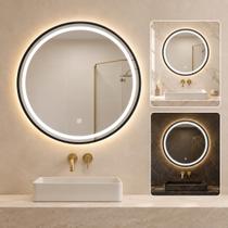Espelho Decorativo Redondo Borda Preta Com Iluminação 90cm - Goldenx