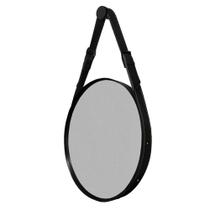 Espelho Decorativo Redondo com Moldura em Couro 55 cm