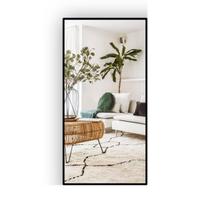 Espelho decorativo retangular 20x40 cm com borda em couro