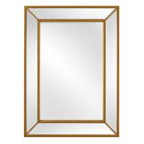 Espelho Decorativo Retângular com Bisotê e Borda Dourada 70x50x7cm