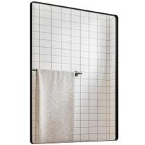 Espelho Decorativo Retangular com Moldura Aço Preto D01 90x60 cm Ibiza - Lyam Decor