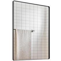 Espelho Decorativo Retangular com Moldura Aço Preto D01 90x60 cm Ibiza - Lyam Decor