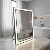 Espelho Decorativo Retangular Moderno 40x28cm Iluminado Com Led Touch 3 Cores Camarim