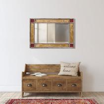 Espelho Decorativo Retangular Rústico com Moldura 117cm x 87cm Decore Ponto - Decore Pronto