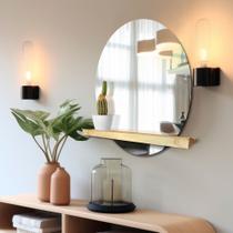 Espelho Decorativo Shelf Pinus 60 Cm Redondo Espelho Decorativo Shelf Pinus 60 Cm Redondo