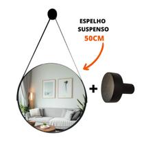Espelho Decorativo Suspenso 50cm Redondo Com Alça Imagem Nítida