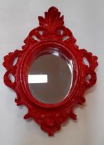 Espelho Decorativo Vermelho Resina