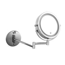 Espelho do banheiro O braço estendido do espelho, 2 LED de toque lateral brilhante ajustável, ampliação do espelho de maquiagem da Vanity Mounted Wall Espelhos de banho