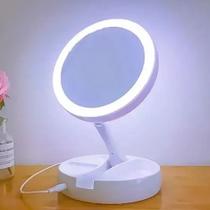 Espelho Dobrável Maquiagem Dupla Face Aumento 10x Led E Organizador Linha House Prateado Espelho Dobrável Maquiagem Dupla Face Aumento 10x Led E Organizador Linha House Prateado
