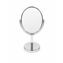 Espelho Dupla Face com Suporte de Mesa Prata 16 cm - Quanhe Espelho Dupla Face com Suporte de Mesa Prata 16 cm - Quanhe
