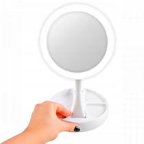 Espelho Dupla Face Led Iluminado Ajustável Dobrável Portátil