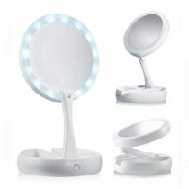 Espelho Dupla Face Led Iluminado Ajustável Dobrável Portátil