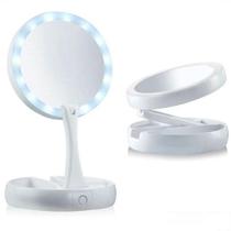 Espelho Dupla Face Led Iluminado Ajustável Dobrável Portátil