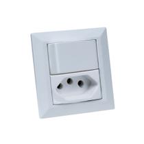 Espelho Duplo Chanfrado 1 Tomada 20A 1 Interruptor