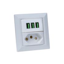 Espelho Duplo Chanfrado com 1 Tom 20A 3 Usb 5.2A