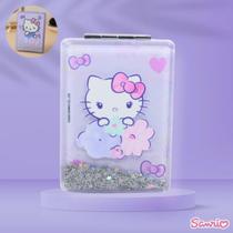 Espelho Duplo De Bolso Aumento Moldura Prateado Hello Kitty