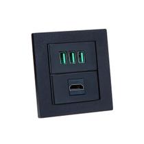 Espelho Duplo Reto 3 USB 5.2A 1 HDMI