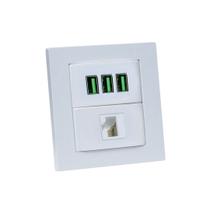 Espelho Duplo Reto 3 USB 5.2A 1 RJ-45 Espelho Duplo Reto 3 USB 5.2A 1 RJ-45