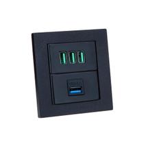 Espelho Duplo Reto 3 USB 5.2A 1 USB Dados Espelho Duplo Reto 3 USB 5.2A 1 USB Dados