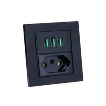 Espelho Duplo Reto Com 1 Tomada 20A 3 Usb 5.2A