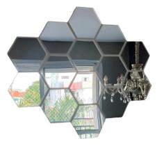 Espelho Em Acrilico Decorativo Hexagonal Kit Com 10 Moldura
