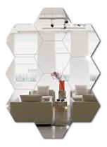 Espelho Em Acrilico Decorativo Hexagonal Kit Com 10 Peças M