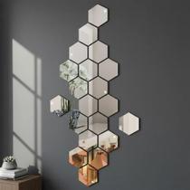 Espelho Em Acrílico Decorativo Hexagonal Kit Com 20 Peças -