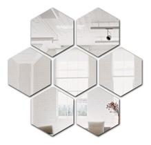 Espelho Em Acrílico Hexagonal Flor Kit Com 7 Peças Gg