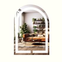 Espelho em Vidro Jateado Iluminado Decorativo Capela/janelinha 70x50cm Led 3 cores - Touchscreen Espelho em Vidro Jateado Iluminado Decorativo Capela/janelinha 70x50cm Led 3 cores - Touchscreen