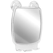 Espelho Fazer Barba Tomar Banho Porta Gilete Box Com Ventosa Cor da moldura Transparente ASTRA