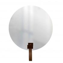 Espelho Funcional Hook Corten Alça Caramelo 50 Cm Redondo