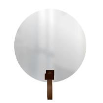 Espelho Funcional Hook Corten Alça Caramelo 50 Cm Redondo