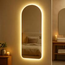 Espelho Grande 110x40cm Corpo Inteiro LED Touch Bivolt 3 Cores Quente Neutra Fria Para Quarto Sala Banheiro Vidro 3mm Sem Moldura LOPAZZI