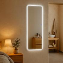 Espelho Grande 110x40cm Corpo Inteiro para Quarto Sala Banheiro com LED Touch Bivolt 3 Cores Quente Neutra Fria Vidro 3mm Sem Moldura LOPAZZI Espelho Grande 110x40cm Corpo Inteiro para Quarto Sala Banheiro com LED Touch Bivolt 3 Cores Quente Neutra Fria Vidro 3mm Sem Moldura LOPAZZI