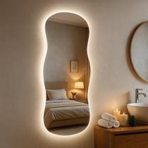 Espelho Grande 110x40cm Corpo Inteiro para Quarto Sala Corredor Banheiro com LED Touch Bivolt 3 Cores Quente Neutra Fria Vidro 3mm Sem Moldura LOPAZZI