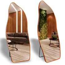 Espelho Grande Corpo Inteiro com Moldura Metal Orgânico 170x70cm com Suporte de Chão