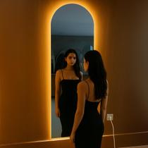 Espelho Grande Corpo Inteiro Lapidado Base Reta Decorativo 150x40cm Luxo com Led Quente/fria