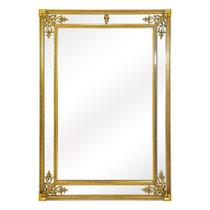 Espelho Grande Cristal Bisotê Ouro Envelhecido Adornos