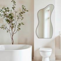 Espelho Grande Decorativo Orgânico 60x110cm Lapidado Luxo Lavabo Quarto Sala Banheiro Escritório