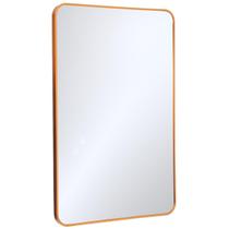 Espelho Grande Decorativo Sala e Banheiro Retangular Dourado com Moldura em Alumínio 90X60