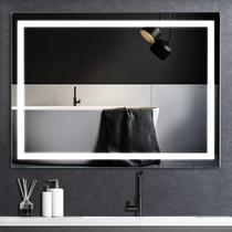 Espelho Grande Jateado Retangular Com Led 80x100 Cm Lapidado