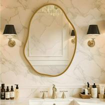 Espelho Grande Orgânico com Moldura de Aluminio 70x50 Decoração Sala Banheiro Loja Espelho Grande Orgânico com Moldura de Aluminio 70x50 Decoração Sala Banheiro Loja