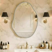 Espelho Grande Orgânico com Moldura de Aluminio 70x50 Decoração Sala Banheiro Loja Espelho Grande Orgânico com Moldura de Aluminio 70x50 Decoração Sala Banheiro Loja