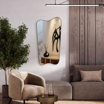 Espelho Grande Orgânico Pinterest 60x110 Lapidado Decorativo Quarto Sala Lavabo Banheiro c/ Suporte - REI DOS VIDROS